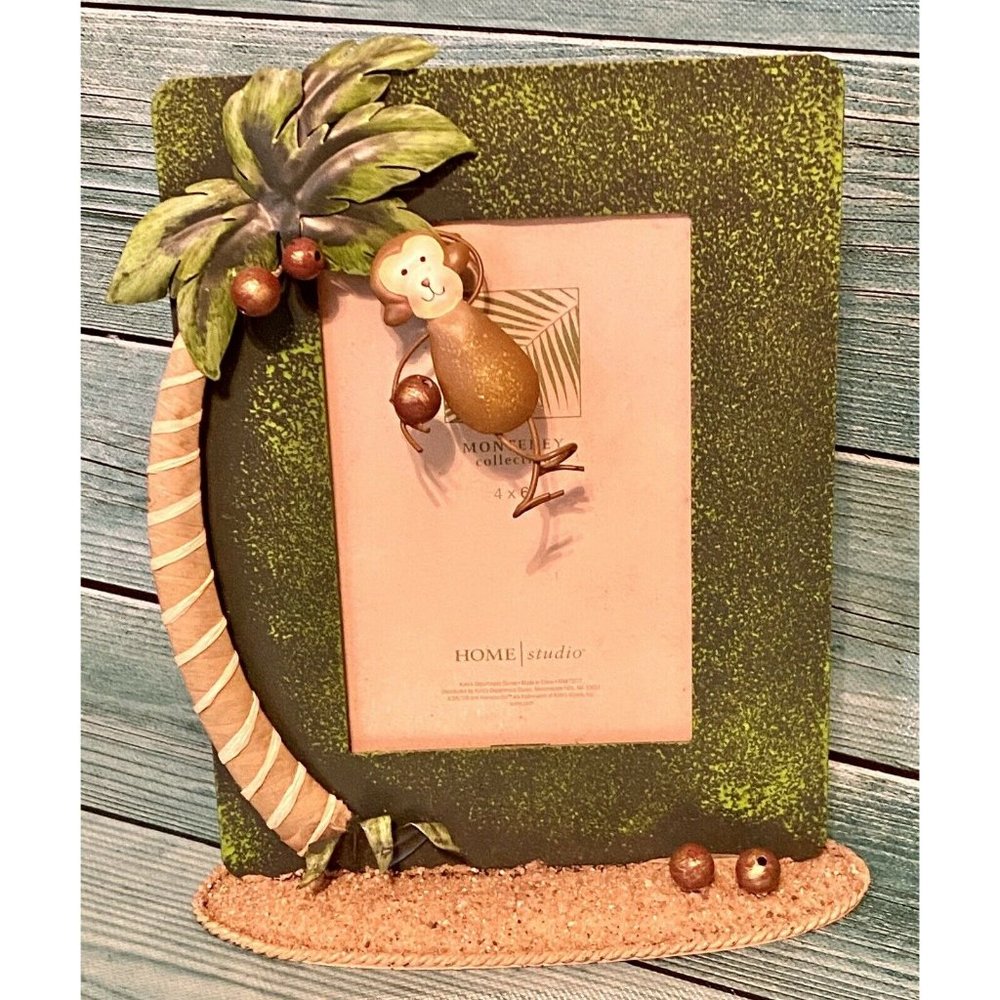 Monterey Home Decor Studio Photo Picture Frame 3D Monkey Palm Tree Beach New
